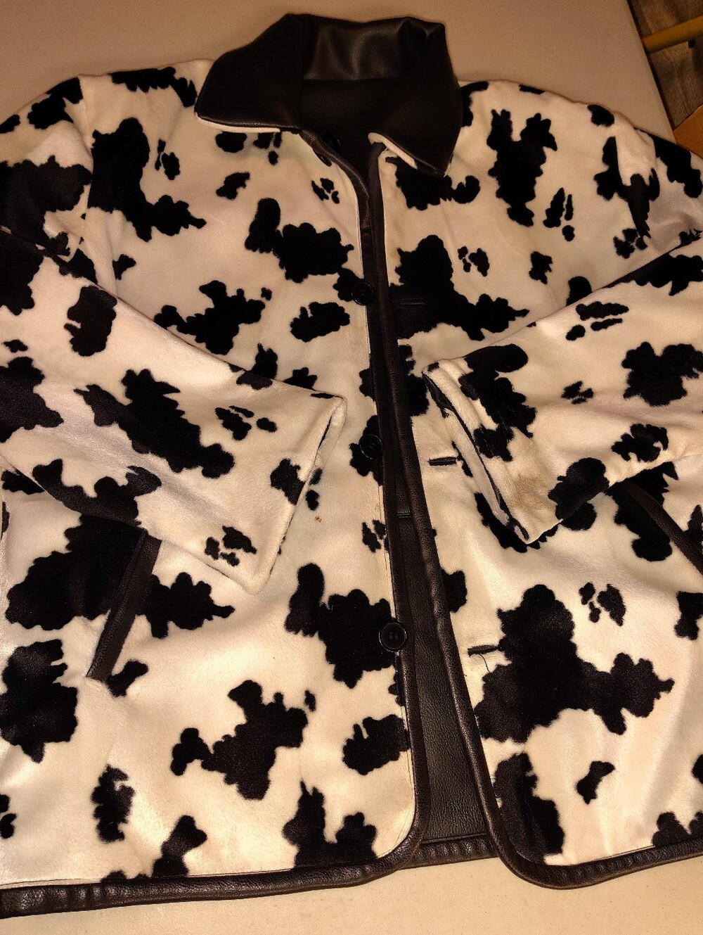 Mulberry Street Reversible Faux Leather & Cow Print Jacket Coat Small Western - Picture 10 of 16
